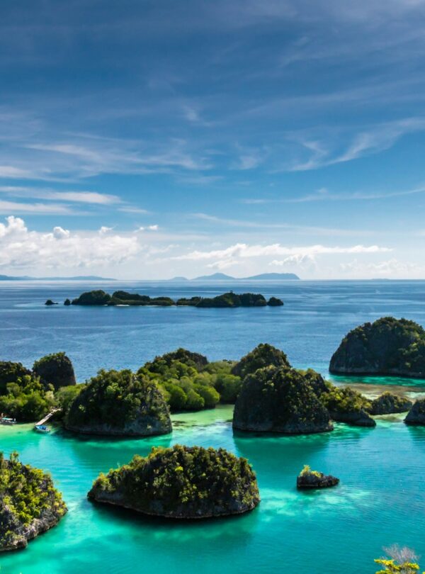 islets surrounded by body of water during daytime